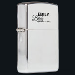 Elegant Script Add Name and Wedding Date, Bride Zippo Lighter<br><div class="desc">Custom Name and Date,  Unique Personalized Bride Gift,  ZIPPO® Lighter</div>