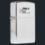 Elegant Script Add Name and Wedding Date, Bride Zippo Lighter<br><div class="desc">Custom Name and Date,  Unique Personalized Bride Gift,  ZIPPO® Lighter</div>