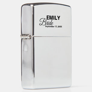 Elegant Script Add Name and Wedding Date, Bride Zippo Lighter