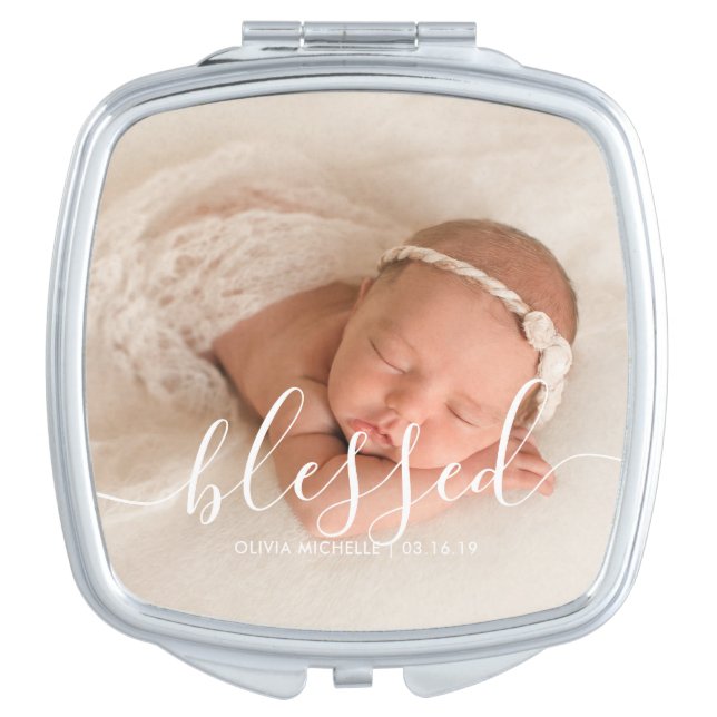 Elegant Script Add Your Own Photo Compact Mirror (Front)