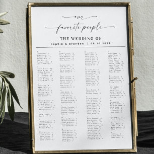 Elegant Script Alphabetical Wedding Seating Chart