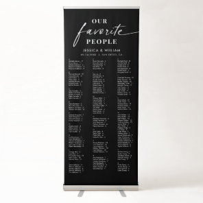 Elegant Script Alphabetical Wedding Seating Chart Retractable Banner