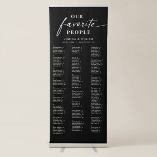 Elegant Script Alphabetical Wedding Seating Chart Retractable Banner