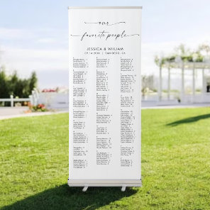 Elegant Script Alphabetical Wedding Seating Chart Retractable Banner