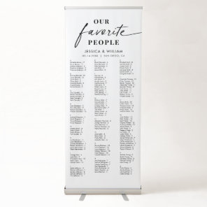 Elegant Script Alphabetical Wedding Seating Chart Retractable Banner
