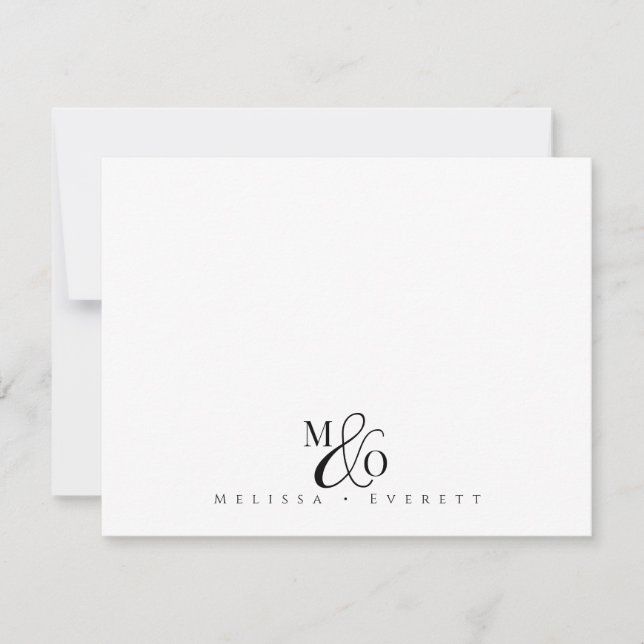 Elegant Script Ampersand Monogram Couple Names Note Card (Front)