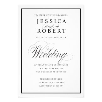 Elegant Script and Black Border Wedding Invitation