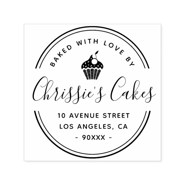 Elegant script and border Bakery logo business Self-inking Stamp (Design)
