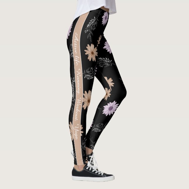 Elegant script and color matching Black and brown Leggings (Right)