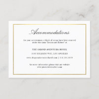 Elegant Script and Gold Border Accommodations Enclosure Card