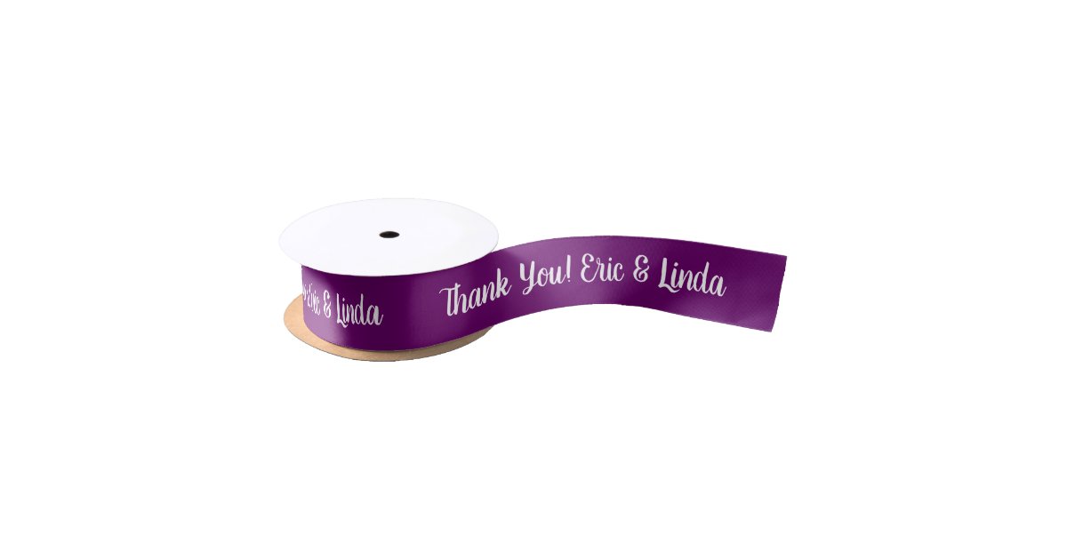 Elegant script and plum color wedding favor ribbon | Zazzle