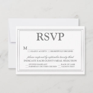 Elegant Script and Silver Border Wedding RSVP