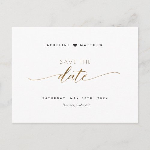 Elegant Script and Simple Wedding Save The Date Postcard