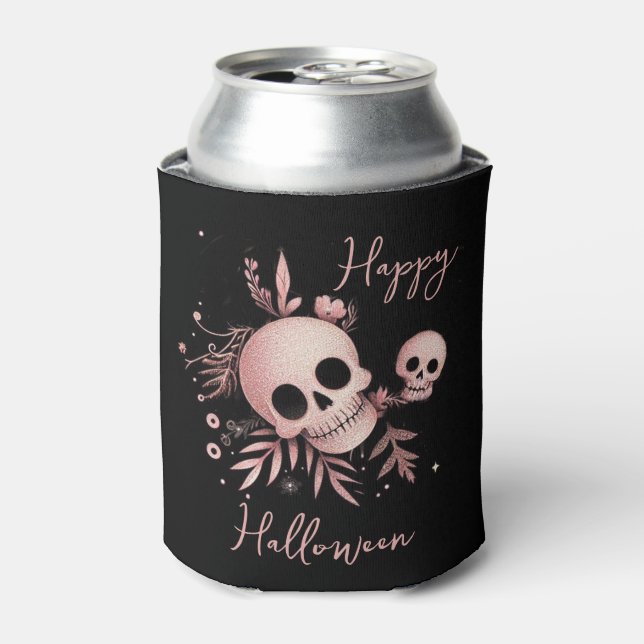 Elegant Script and Skulls Personalized  Can Cooler (Can Front)