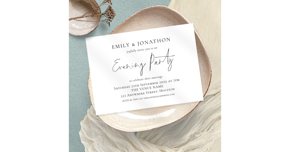 Elegant Script Any Color Wedding Evening Party Invitation | Zazzle