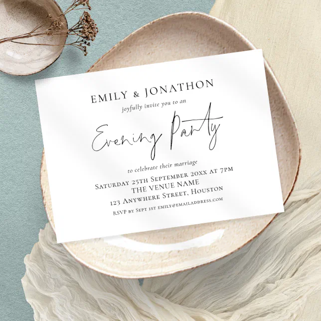 Elegant Script Any Color Wedding Evening Party Invitation | Zazzle