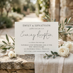 Elegant Script Any Color Wedding Evening Reception Invitation