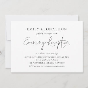 Elegant Script Any Color Wedding Evening Reception Invitation
