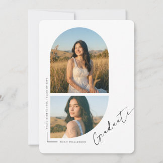 Elegant Script Arch Photo Collage Graduation Announcement