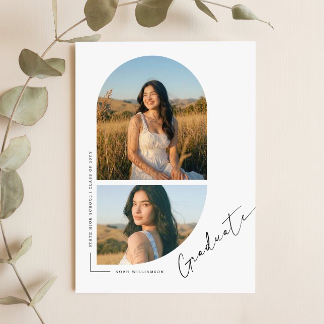 Elegant Script Arch Photo Collage Graduation Party Invitation (Creator Uploaded)