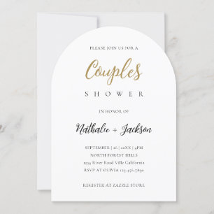 Elegant Script Arch Photo Couples Bridal Shower  Invitation