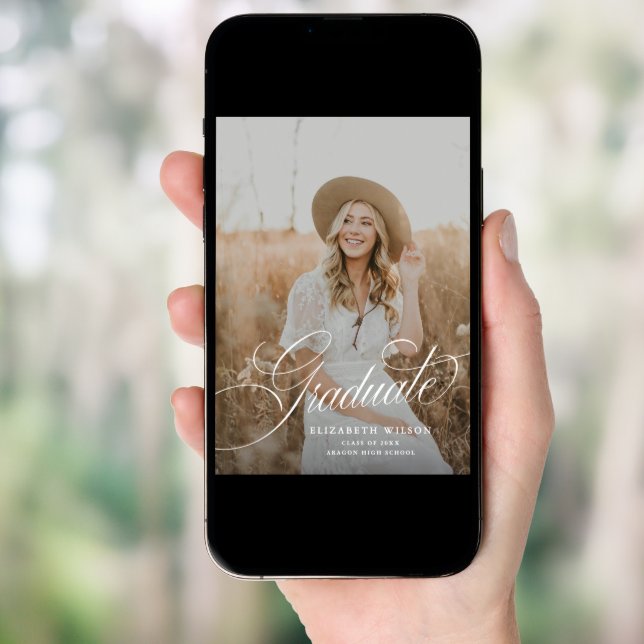 Elegant Script Arch Photo Graduation Announcement  (Front Digital)
