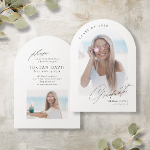 Elegant Script Arch Photo Graduation Announcement