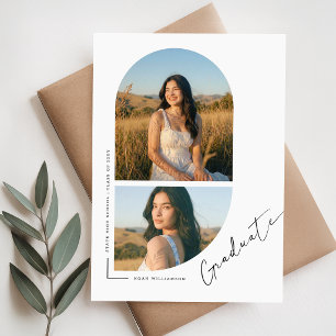 Elegant Script Arch Photo Graduation Announcement Postcard