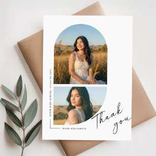 Elegant Script Arch Photo Graduation Party Thank You Card