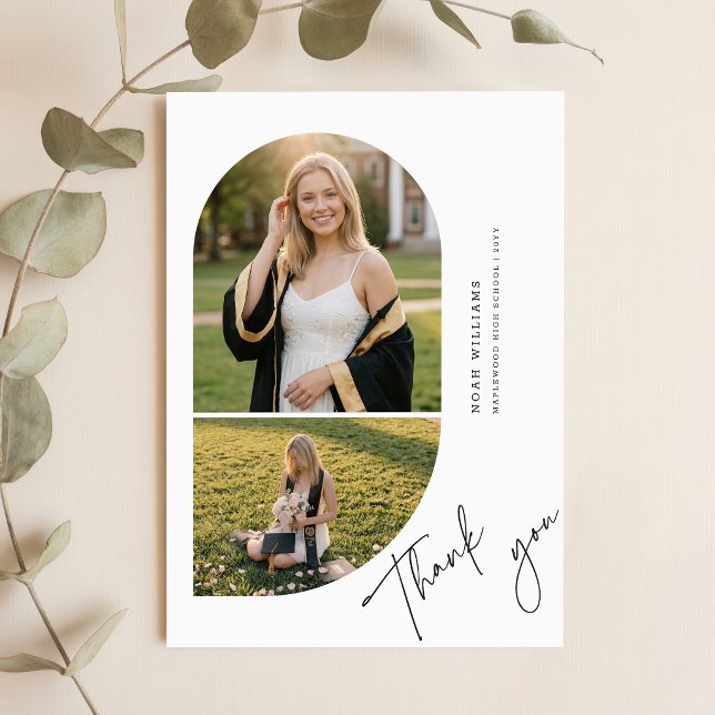 Elegant Script Arch Photo Graduation Thank You Postcard (Creator Uploaded)