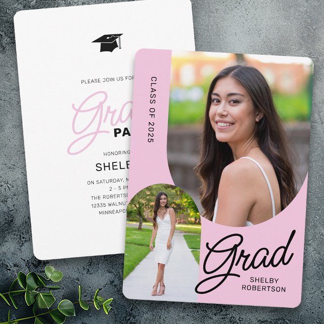 Elegant Script Arch Photos Graduation Party Invitation (Creator Uploaded)