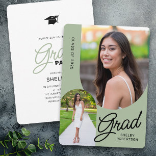 Elegant Script Arch Photos Graduation Party Invitation