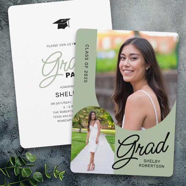 Elegant Script Arch Photos Graduation Party Invitation (Creator Uploaded)