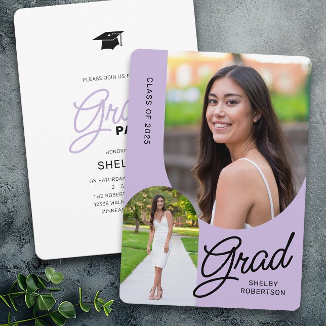 Elegant Script Arch Photos Graduation Party Invitation (Creator Uploaded)