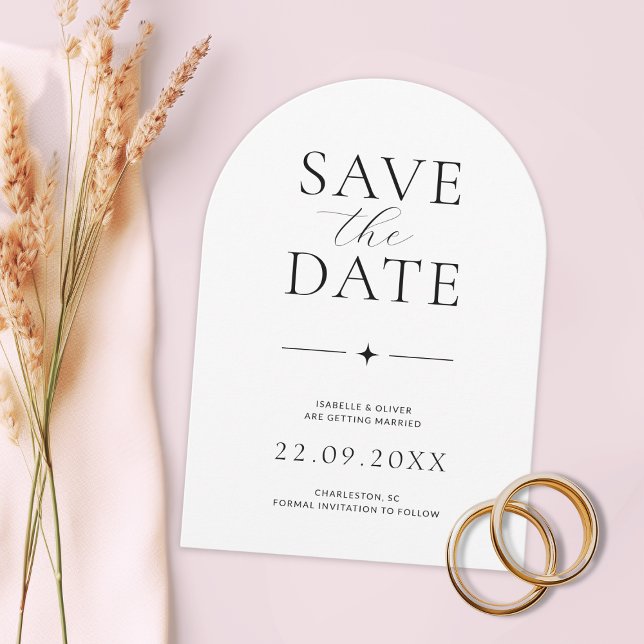 Elegant Script Arch Save the Date Announcement (Creator Uploaded)