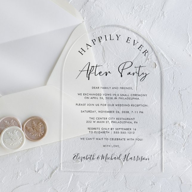Elegant Script Arch Wedding Reception Acrylic Invitations (Start your forever with elegant arch-shaped acrylic invitations for a timeless Happily Ever After)