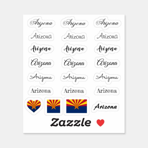 Elegant script Arizona  Arizona Flag name Set Sticker