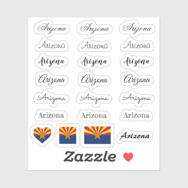 Elegant script Arizona & Arizona Flag /name Set Sticker (Sheet)