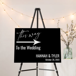 Elegant Script Arrow This Way to the Wedding Black Foam Board
