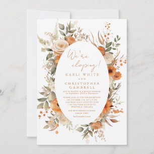 Elegant Script Autumn Floral Elopement Reception Invitation