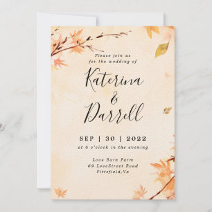 Elegant Script Autumn Wedding Invitation