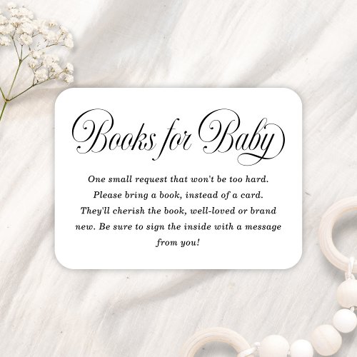 Elegant Script B & W Baby Shower Books For Baby