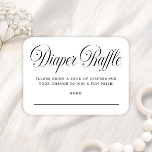 Elegant Script B & W Baby Shower Diaper Raffle Enclosure Card