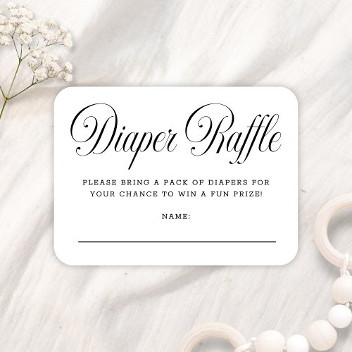 Elegant Script B & W Baby Shower Diaper Raffle