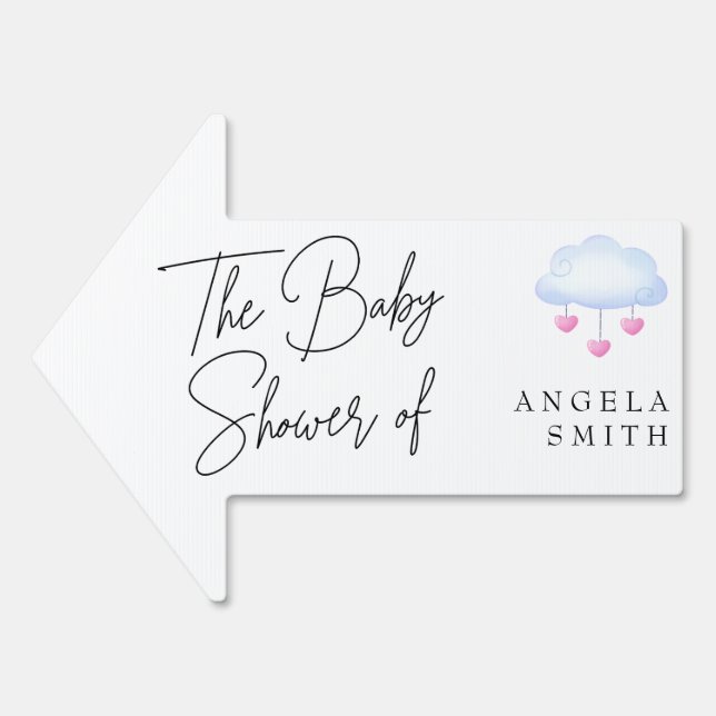 Elegant Script Baby Shower Direction Arrow Sign  (Front)