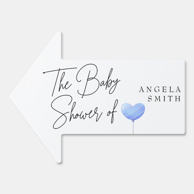 Elegant Script Baby Shower Direction Arrow Sign (Front)