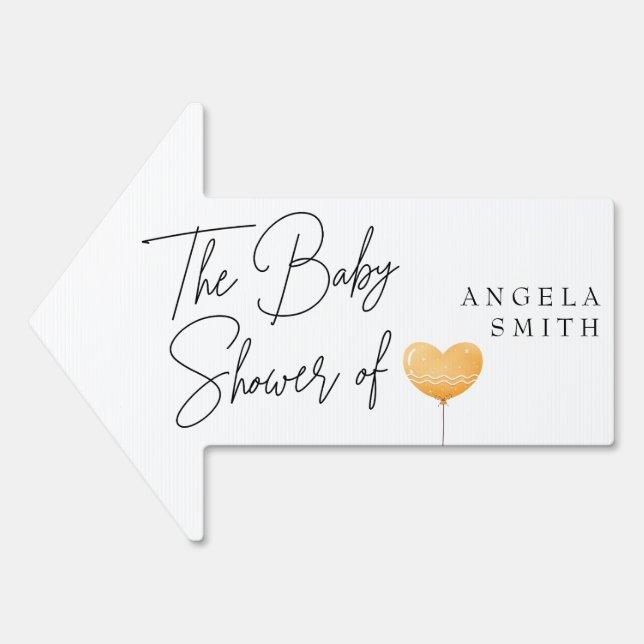 Elegant Script Baby Shower Direction Arrow Sign  (Front)