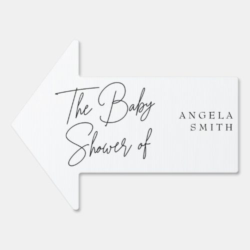 Elegant Script Baby Shower Direction Arrow Sign 
