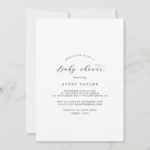 Elegant Script Baby Shower Invitation