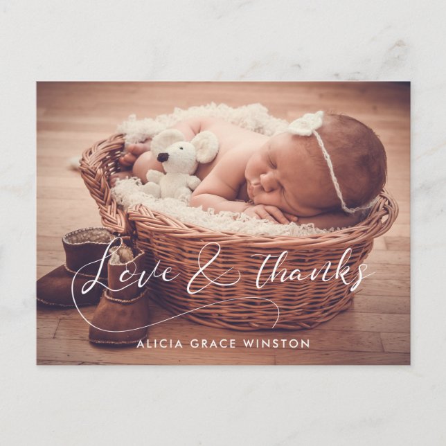 Elegant script Baby shower thank you Postcard (Front)